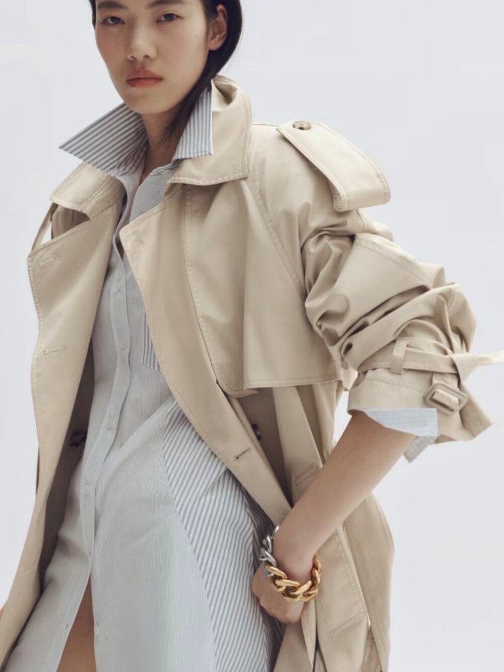 Classic Beige Trench Coat - Women's Timeless Trench - Picture 6 of 6